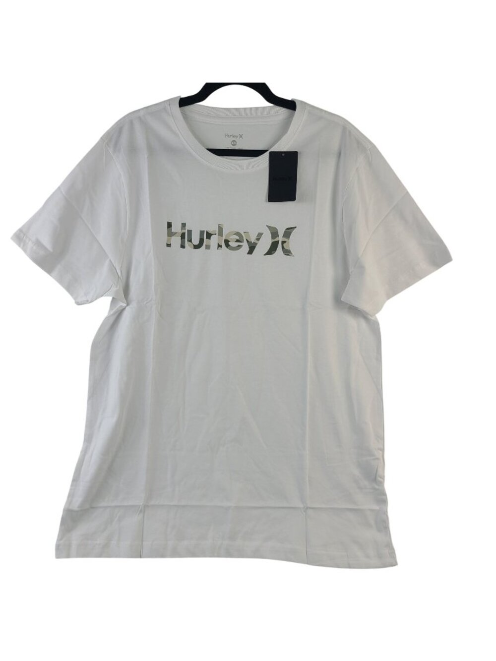 NEW Hurley Men's Camo O&O Graphic Tee White Short Sleeve Sz XL Cotton Blend